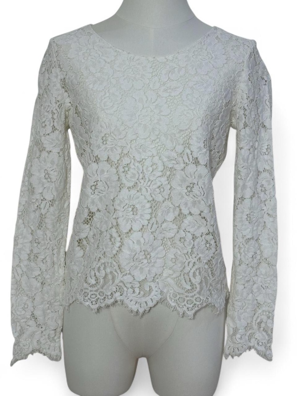 Luba by Hannah Payne -  White Long Sleeve Lace Women's Top -  Size 2